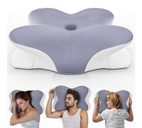 PinkFroggie Cuscino Memory Foam Cervicale Per Dormire,Cuscino Ortopedico Cervicale,Cuscino Ergonomico Per Chi Dorme Sul Fianco E Sulla Schiena Federa Lavabile,Cuscini Per Cervicale (Blu)
