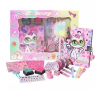 Pinkgarden Diario del gatto per ragazze con lucchetto e chiavi, Cat Stationery Set with Diary, Stamps, Stickers, Pens, Cat Journal Notebook Birthday Gift for Girls Kids Ages 4-12