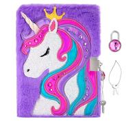 Pinkgarden Diario per bambini, 160 pagine, diario segreto, taccuino in peluche con serratura e chiave per scrivere e disegnare, regali per ragazze, bambini, ragazzi (nuovo unicorno)