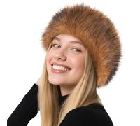 Pinkgarden Fascia invernale da donna in pelliccia sintetica con fodera elastica in morbido pile, elegante cappello in pelliccia sintetica per il freddo