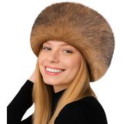 Pinkgarden Fascia invernale da donna in pelliccia sintetica con fodera elastica in morbido pile, elegante cappello in pelliccia sintetica per il freddo