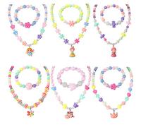 Pinkgarden Principessa Collana e Bracciale per Bambine, Gioielli Set per Bambini, Regali per bambini Comprendono 6 Pezzi di Collana e 6 Pezzi di Bracciale