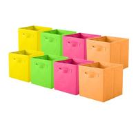 Pinkgarden Set di 8 scatole portaoggetti pieghevoli in tessuto con manici, per casa, cameretta dei bambini, armadio e organizzazione giocattoli, 26,7 x 26,7 x 27,9 cm, mix B