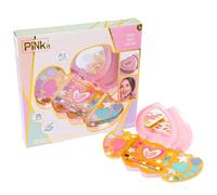 PINKIT Double Heart Make Up, 1 Cofanetto di Trucchi a forma di Cuore con Ombretti, Lucidalabbra, Blush per Bambini