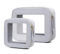 Pinkmik Beauty case trasparente da viaggio per cosmetici e articoli da toeletta Borsa per pennelli da donna e borsa trasparente per auto con cerniera (F/Grigio, M + MINI), F/Grigio, M+MINI, Beauty