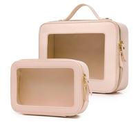 Pinkmik Borsa da trucco trasparente, custodia da viaggio trasparente per cosmetici e articoli da toeletta, borsa per pennelli da donna e borsa tr