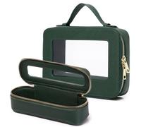 Pinkmik Borsa per trucco trasparente Borsa per pennelli da viaggio trasparente Custodia per cosmetici da viaggio trasparente Borsa per trucco da toilette con cerniera per le donne, X/Verde, L+SLIM,