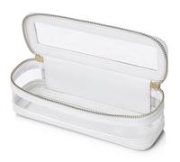 Pinkmik Borsa trasparente per pennelli da trucco portatile da viaggio per cosmetici e articoli da toeletta piccola borsa per trucco con cerniera organizer per donne, E/Bianco, Slim, Borsa trasparente