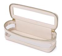 Pinkmik Borsa trasparente per pennelli da trucco portatile da viaggio per cosmetici e articoli da toeletta piccola borsa per trucco con cerniera organizer per donne, E/Beige, Slim, Borsa trasparente