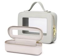 Pinkmik Clear Makeup Bag Transparent Travel Case for Cosmetics and Toiletries Women's Brush Bag and Clear Car Bag with Zipper (G/Gray, L+Slim)