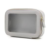 Pinkmik Clear Makeup Bag Travel Case Portable transparent Cosmetic Bag Case Clear Travel Toiletry Makeup Bag for Car with Zipper for Women (L/Gray, M)