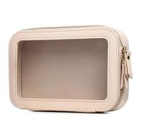 Pinkmik Clear Makeup Bag Travel Case Portable transparent Cosmetic Bag Case Clear Travel Toiletry Makeup Bag for Car with Zipper for Women (L/Beige, M)