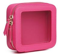 Pinkmik Clear Mini Makeup Bag Transparent Travel Cosmetic Makeup Case & Toiletry Bag for Women Clear Car Bag (C/Fuxia, MINI)
