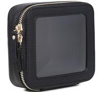 Pinkmik Clear Mini Makeup Bag Transparent Travel Cosmetic Makeup Case & Toiletry Bag for Women Clear Car Bag (T/Black, MINI)