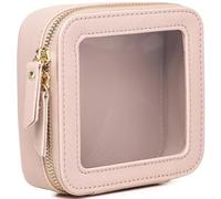Pinkmik Clear Mini Makeup Bag Transparent Travel Cosmetic Makeup Case & Toiletry Bag for Women Clear Car Bag (C/Pink-1, MINI)