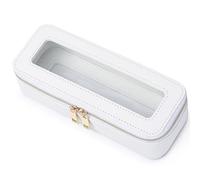 Pinkmik Custodia per pennelli da trucco trasparente da viaggio per cosmetici e articoli da toeletta piccola borsa per il trucco con cerniera borsa organizer per auto borsa essenziale per donne, bianco
