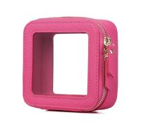 Pinkmik Custodia per pennelli da trucco trasparente da viaggio per cosmetici e articoli da toeletta borsa sottile con cerniera piccola borsa organizer per auto borsa essenziale per donne, X/Fuxia