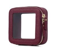 Pinkmik Custodia per pennelli da trucco trasparente da viaggio per cosmetici e articoli da toeletta borsa sottile con cerniera piccola borsa organizer per auto borsa essenziale per donne, X/Borgogna