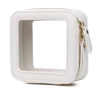 Pinkmik Custodia per pennelli da trucco trasparente da viaggio per cosmetici e articoli da toeletta borsa sottile con cerniera piccola borsa organizer per auto borsa essenziale per donne, bianco, MINI