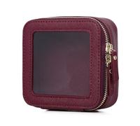 Pinkmik Custodia per pennelli da trucco trasparente da viaggio per cosmetici e articoli da toeletta borsa sottile con cerniera piccola borsa organizer per auto borsa essenziale per donne, X/Borgogna