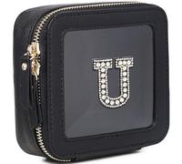 Pinkmik Mini trousse trasparente con iniziale personalizzata per cosmetici, piccola custodia per trucco e articoli da toeletta, regalo di compleanno per le donne, U, Mini/Black, Personalizzato Clear
