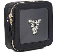 Pinkmik Mini trousse trasparente con iniziale personalizzata per cosmetici, piccola custodia per trucco e articoli da toeletta, regalo di compleanno per le donne, V, Mini/Black, Personalizzato Clear