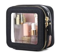 Pinkmik Piccola trousse trasparente per trucchi e articoli da toeletta con cerniera, graziosa borsetta organizer, essenziale per auto da donna (E/nero, MINI)