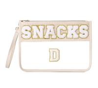 Pinkmik Sacchetto trasparente in ciniglia con cerniera per viaggio borsa snack lettera trucco borsa per le donne, Snacks-D, Pochette con cerniera trasparente in ciniglia