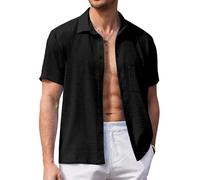 Pinkmint Camicia da uomo elegante popcorn testurizzata camicia & Regular Fit Camicia casual l Ragazzi Camicia l Event Shirt, Nero1, XXL