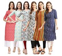 Pinkmint Kurta dritto da donna in crêpe con stampa digitale, Multi883, M