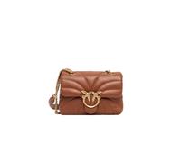 Pinko Love Puff Borsa a Spalla in Pelle Marrone con Tracolla a Catena, 22 x 15.5 x 10 cm
