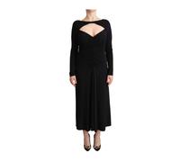 PINKO - Abito lungo maxi in nylon stretch con maniche lunghe e scollo a V profondo - - Dresses - Donna - Nero - M