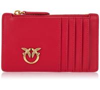 Pinko Airone CARDHOLDER Vitello Seta, Accessori da Viaggio-Portafogli Donna, R30Q_Rosso-Antique Gold, 13.5