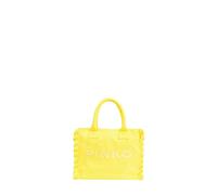 Pinko Beach Shopping Canvas Riciclato Unito, Borsa Donna, H85Q_Giallo Sole-Antique Gold