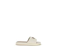 PINKO Beige Calf Leather Bos Taurus Flat Sandals - EU37/US7
