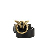 PINKO Black Calf Leather Bos Taurus Belt - M