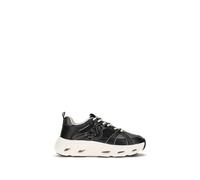 PINKO Black Calf Leather Bos Taurus Chunky Sneakers - EU38/US8