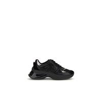 PINKO Black Calf Leather Bos Taurus Chunky Sneakers - EU38/US8