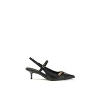 PINKO Black Calf Leather Bos Taurus Mid Heel Pumps - EU38/US8
