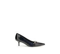 PINKO Black Calf Leather Bos Taurus Mid Heel Pumps - EU40/US10