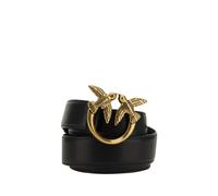 PINKO Black Calf Leather Bos Taurus Regular Belt - M