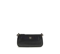 PINKO Black Calf Leather Bos Taurus Shoulder Bag