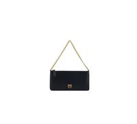 PINKO Black Calf Leather Bos Taurus Shoulder Bag