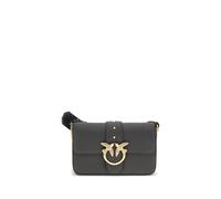 PINKO Black Calf Leather Bos Taurus Shoulder Bag