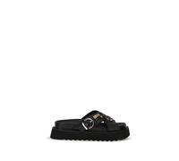 PINKO Black Goatskin Platform Sandals - EU38/US8
