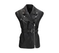 PINKO Black Goatskin Sleveless Jacket - IT42 | L