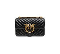 PINKO Black Leather Love One Mini Shoulder Bag