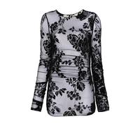 PINKO, ,Blouses & Shirts ,Donna ,Nero ,M Maglia Nera a Fiori in Mesh a Maniche Lunghe