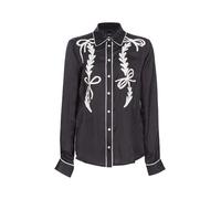 PINKO, ,Blouses & Shirts ,Donna ,Nero ,S Camicia Nera in Raso Ricamata