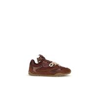 PINKO Bordeaux Calf Leather Bos Taurus Chunky Sneakers - EU38/US8